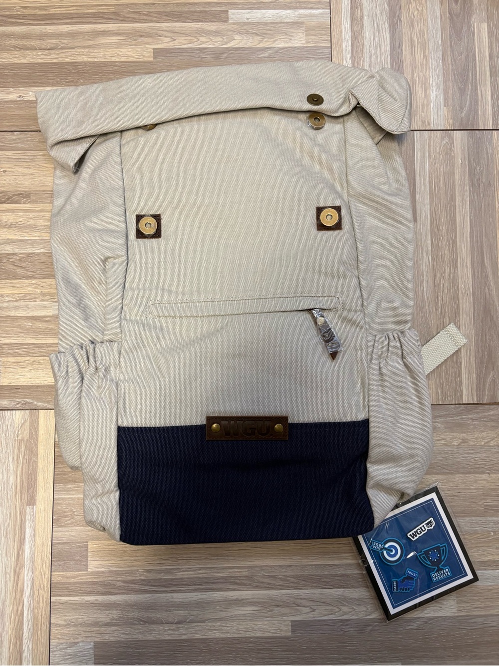 WGU backpack & pins